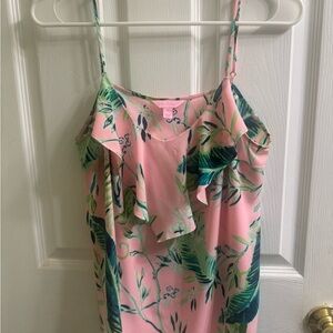 Lily Pulitzer Pink Floral Ruffle top